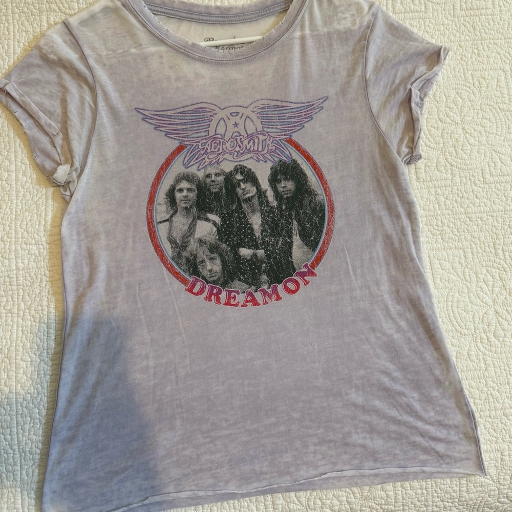 Aerosmith Graphic Tee in Light Purple by Recycled Karma